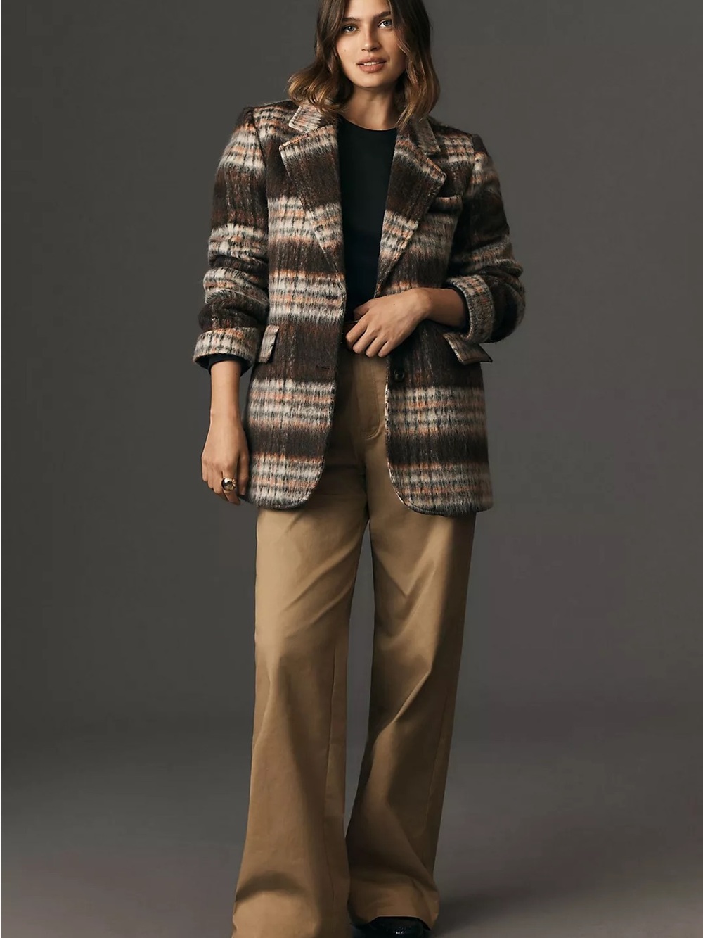 Maeve Brushed Plaid Blazer Anthropologie Small EUC